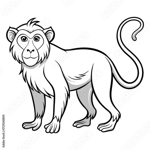 Cartoon monkey drawing with bold outlines on white background