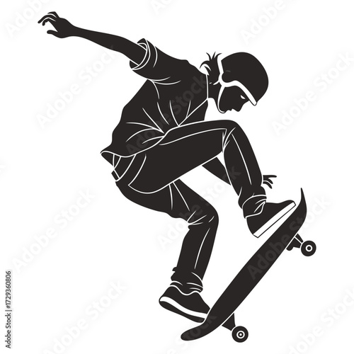 Skateboarder Performing Trick Silhouette
