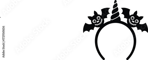 Cute Halloween Headband with Cartoon Bats Illustration Vector Design