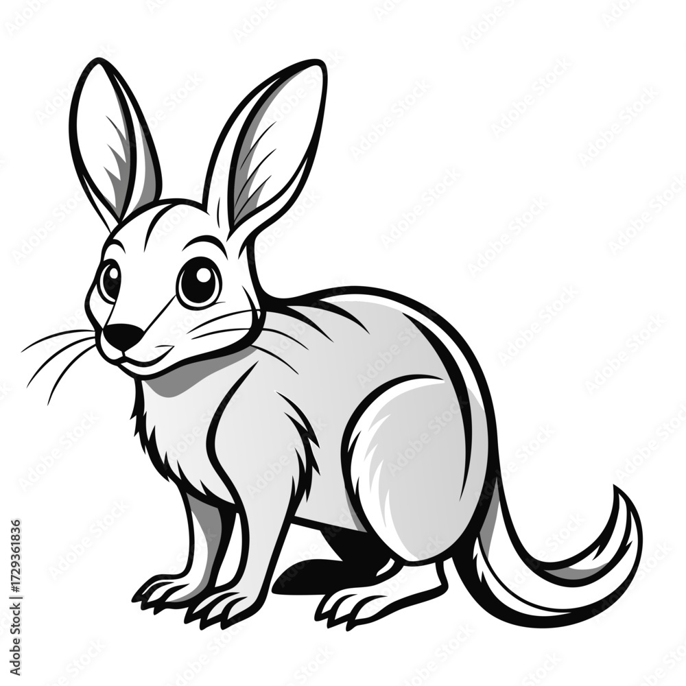 Obraz premium Cartoon Bilby Posing with Curious Eyes in Monochrome Style