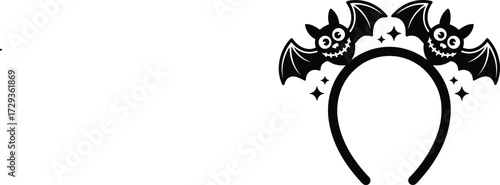 Cute Halloween Headband with Cartoon Bats Illustration Vector Design