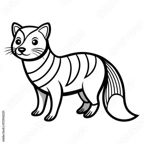 Cartoon arctic fox outline illustration on clean white background