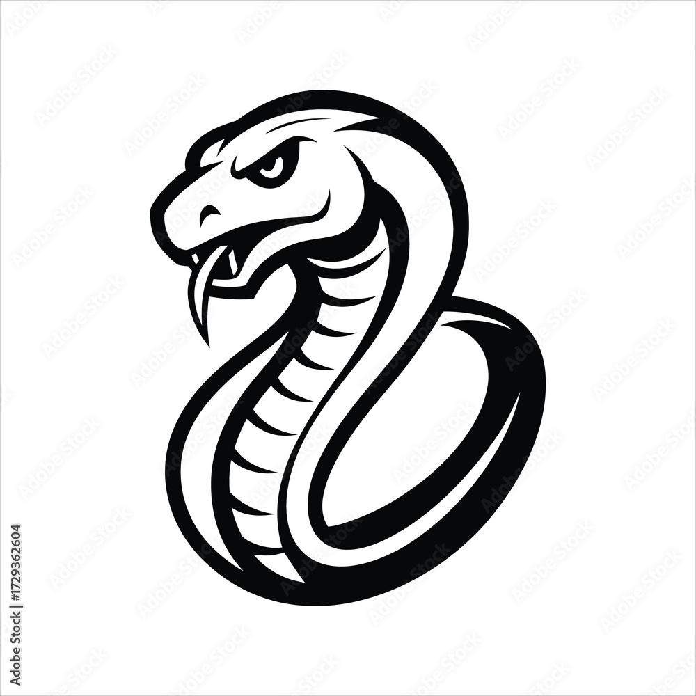 Fototapeta premium Fierce Snake Silhouette Mascot Logo Vector Graphic