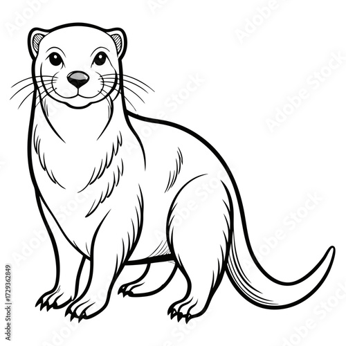 Charming otter illustration sitting and looking directly at viewer