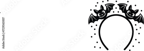 Cute Halloween Headband with Cartoon Bats Illustration Vector Design