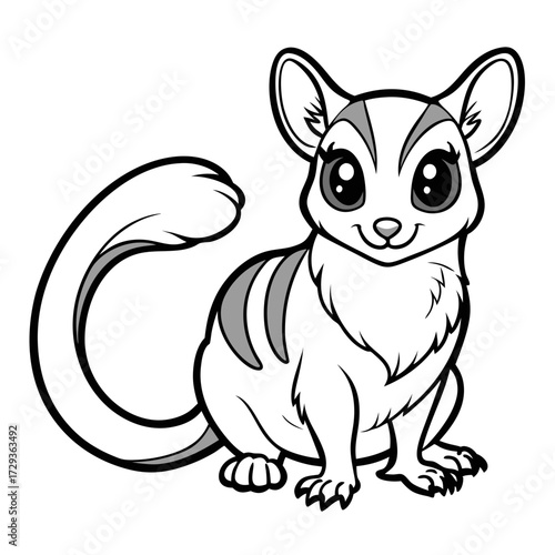 Cartoon Sugar Glider Illustration with Big Eyes on White