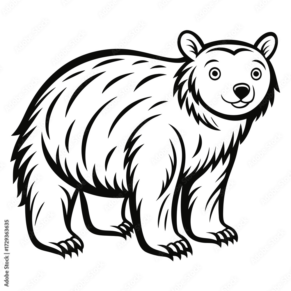Obraz premium Cute Cartoon Bear Vector Illustration on White Background