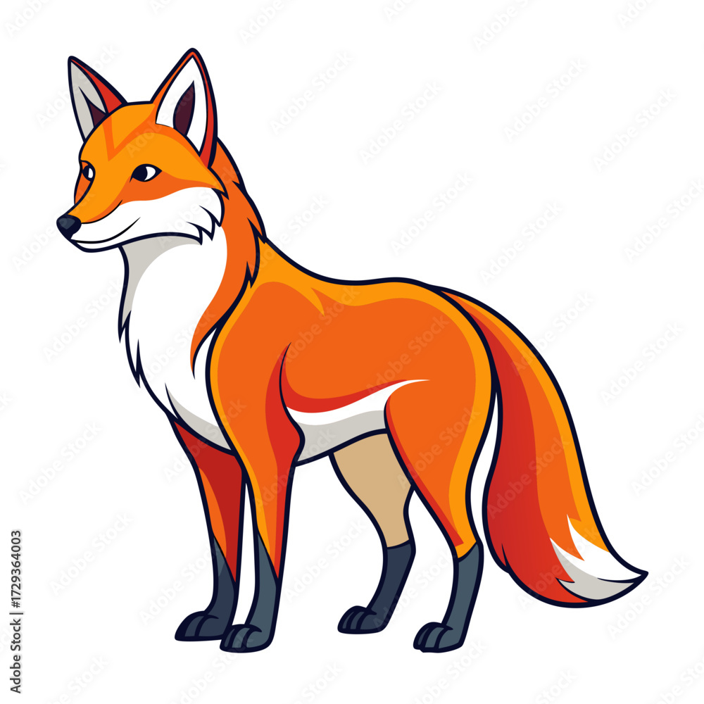 Fototapeta premium Stylized orange fox illustration on a clean white background