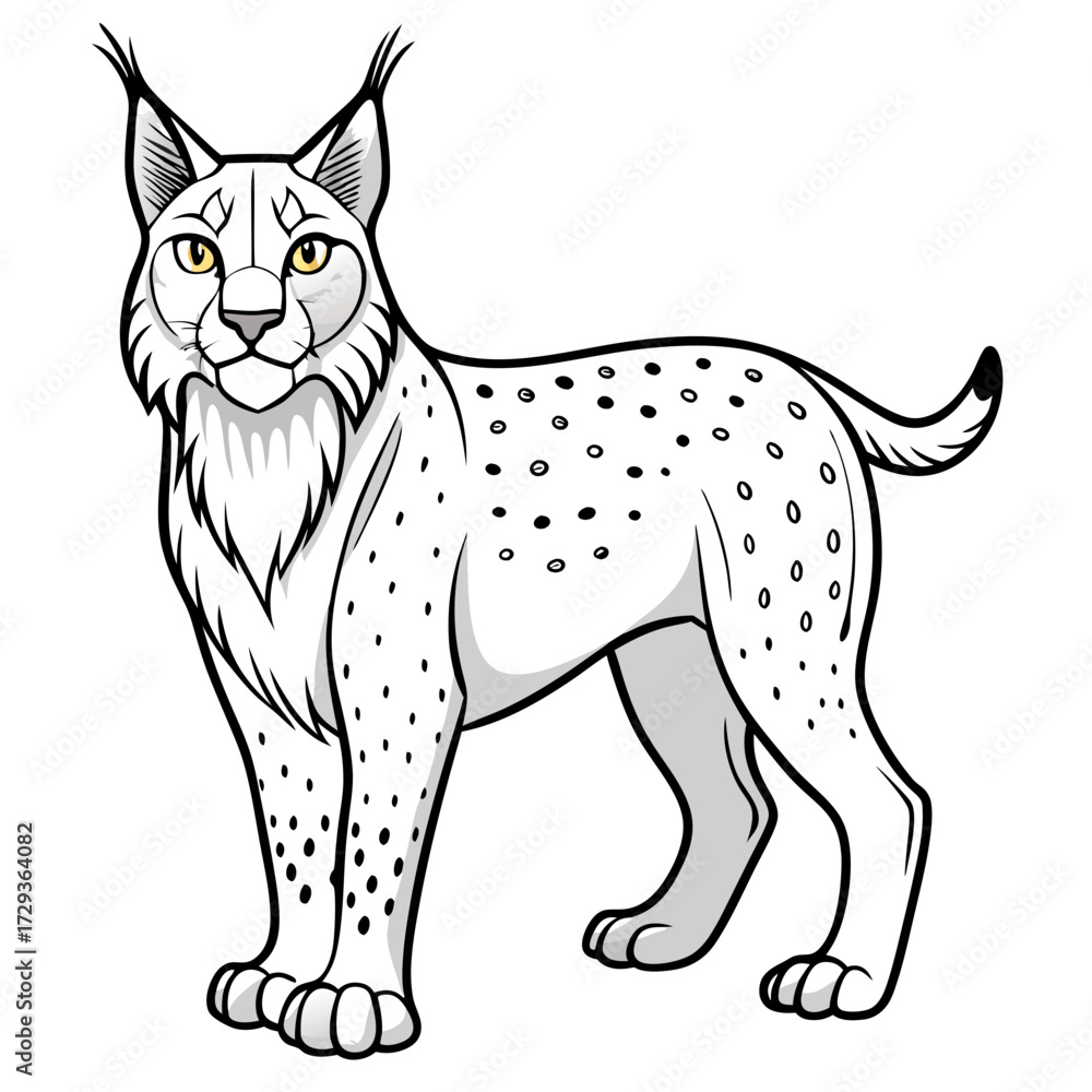 Obraz premium Cartoon illustration of a standing lynx with black spots