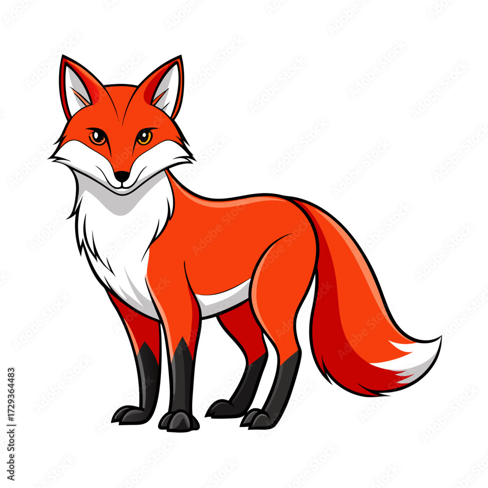 Obraz premium Cartoon fox standing isolated on a white background image