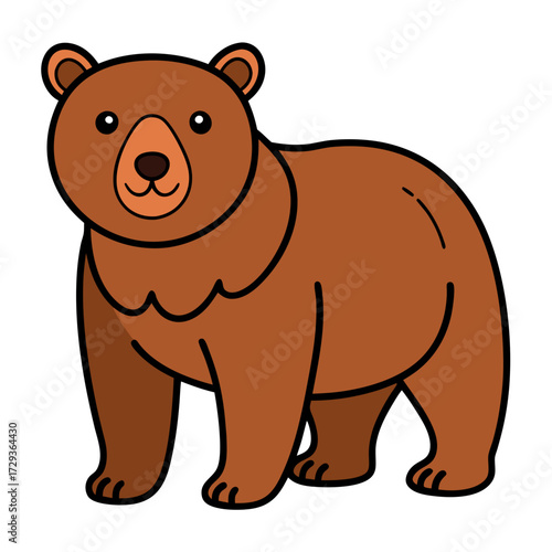 Cartoon brown bear illustration with thick black outline style