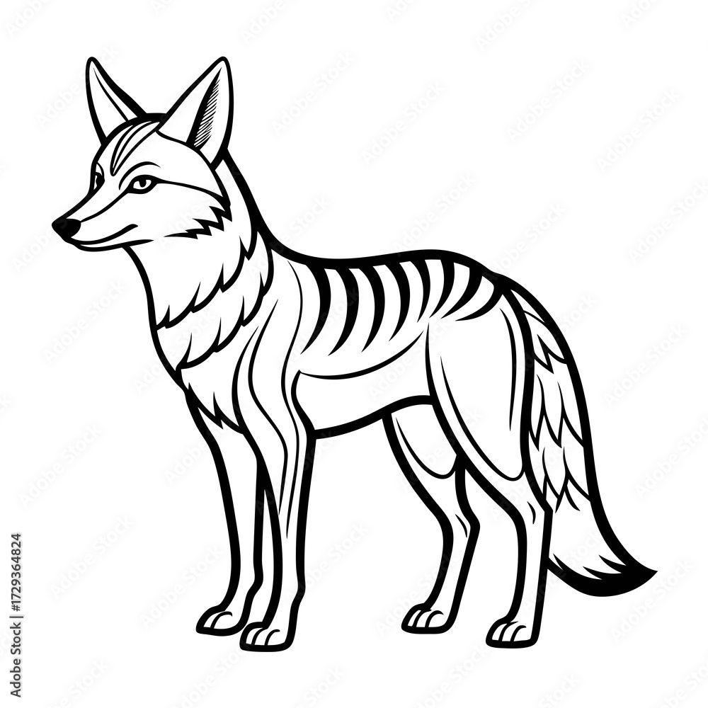 Fototapeta premium Stylized Black and White Jackal Vector Illustration Design