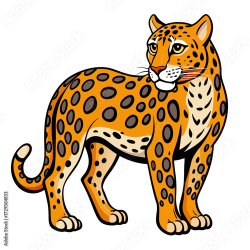 Stylized illustration of a leopard standing isolated on white