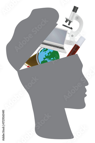 Learning concept. Knowledge to head. vector