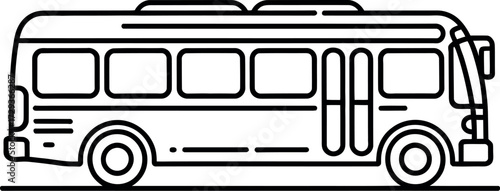 Simple line illustration of a public transport bus on a dark road