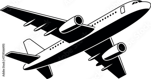 Sleek modern jetliner soaring through the sky on a clear day