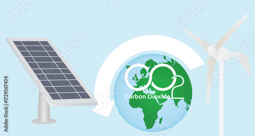 Carbon dioxide reduction. vector illustration