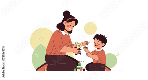 Mother and Child Enjoying Quality Playtime Together Creating a Memorable Moment