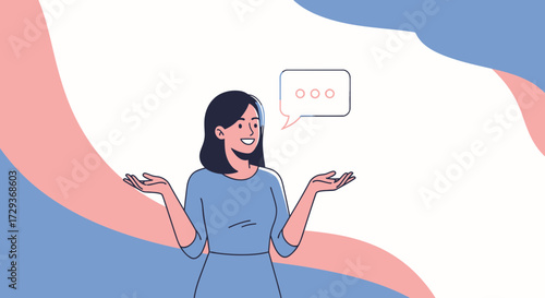 Woman with speech bubble illustration, perfect for conversations and communication needs