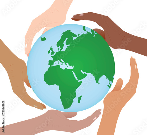 Hand hold world globe. vector