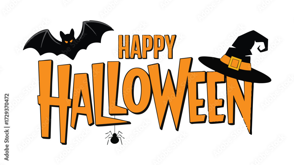 Fototapeta premium Happy Halloween greeting with spooky elements