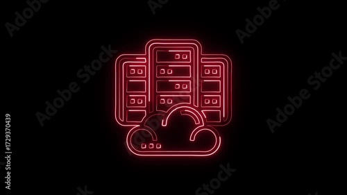 Data Center Icon Isolated on Black Background, HD Video Animation