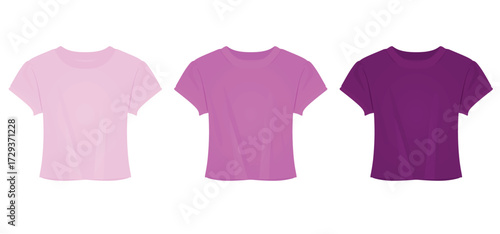 Purple  women crop top set. vector illustration	
