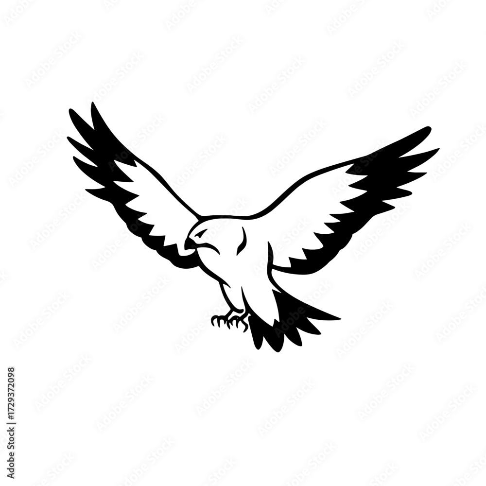 Fototapeta premium Buzzard. Buzzard simple black and white line art vector logo
