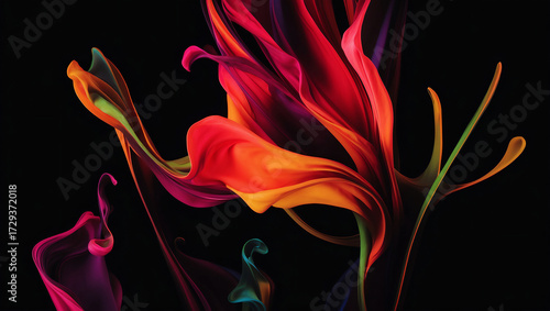 赤い花の肖像　AI生成素材