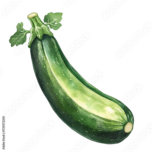 watercolor vector of Zucchini, isolated on a white background.