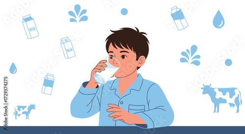 Young Person Enjoys A Refreshing Glass Of Milk Refreshing, Healthy, and Delicious