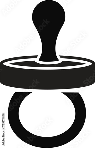 Simple black pacifier icon for baby care and newborn essentials vector