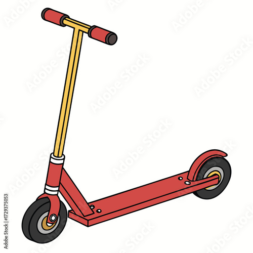 Vector art of red kick scooter