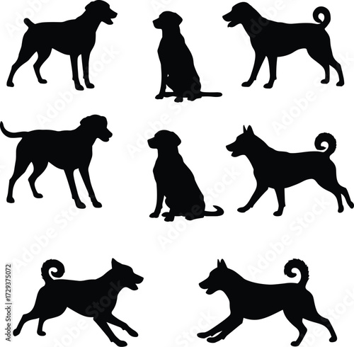 Dynamic Dog Silhouettes in Various Poses
