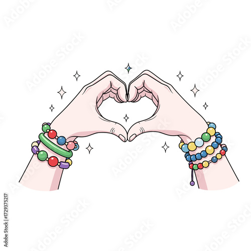 hands heart, heart hands, friendship hands, love hands, peace and love, caring hands, colorful bracelets, bead bracelet hands, unity symbol, hands making heart, love and friendship, kindness hands, su