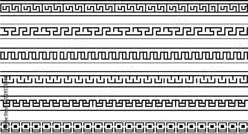  Ancient Greek Key Pattern Borders Seamless Horizontal Ornaments for Decorative Designs Graphic Elements