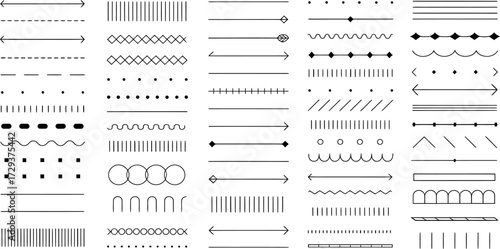 Variety of Simple Line Art Borders and Dividers for Graphic Design Projects and Creative Layouts Off