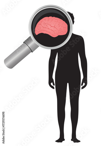 Brain isolated on standing man. vector	