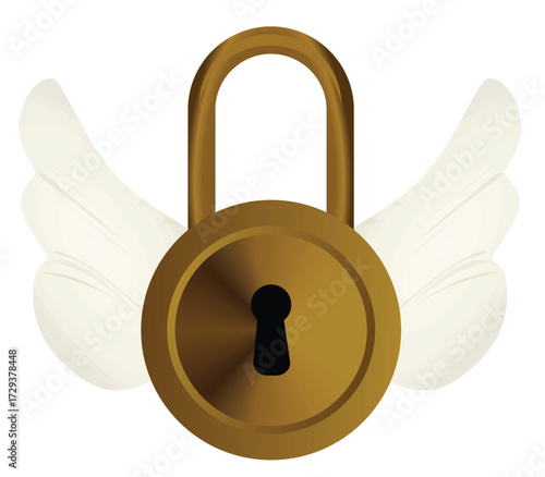 Padlock wit wings. vector illustration	
