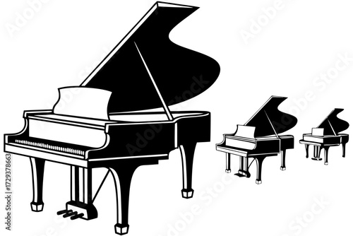 Grand piano musical instrument keyboard music concert classical performance pianist sound symphony art 100 silhouette