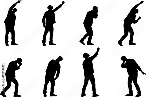 Silhouette people vector art illustration showing different poses and actions for design and creative projects
