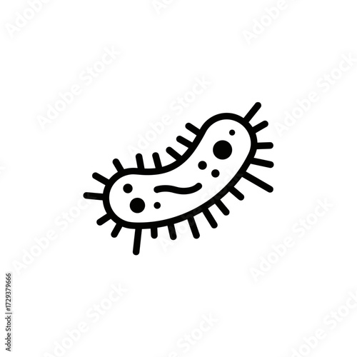 Bacterial microorganism with spines in simple line art style  