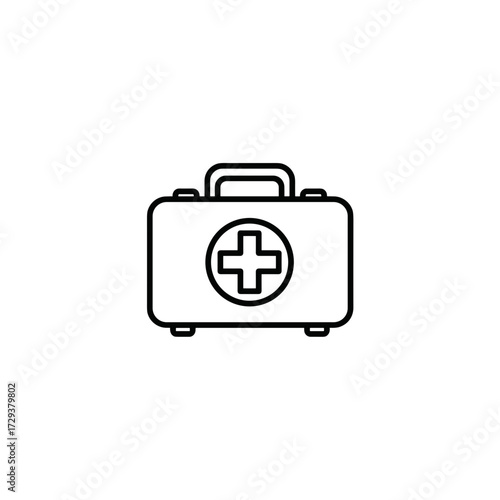 First aid kit with medical cross icon in simple design  