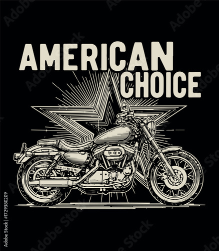 American Choice Motorcycle Vintage T-shirt design