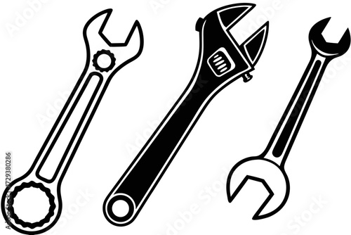 Download professional wrench tools vector illustration for engineering mechanical and repair work projects silhouette