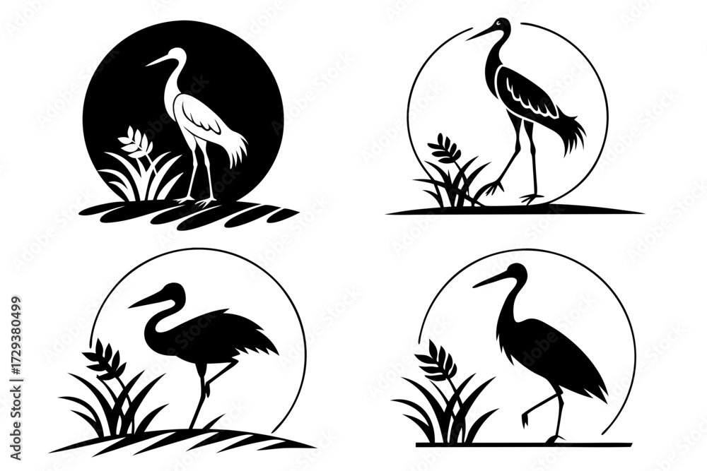 Fototapeta premium Elegant heron silhouette vector art wildlife illustration nature scene bird design creative animal graphic 100