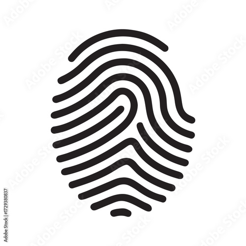 Unique fingerprint identification symbol for personal identity security and biometric authentication technology concept represented abstractly silhouette