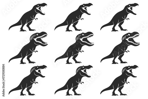 Tyrannosaurus rex pattern vector, dinosaur silhouette illustration, prehistoric animal background design