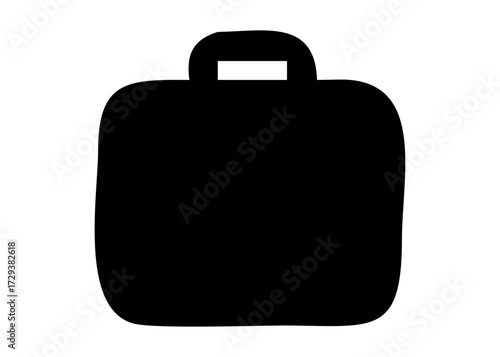 Black business briefcase or travel luggage on a white background, isolated as an icon or symbol