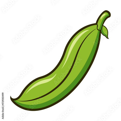 Fresh green peas in pod vegetable clip art illustration for healthy eating and cooking recipes